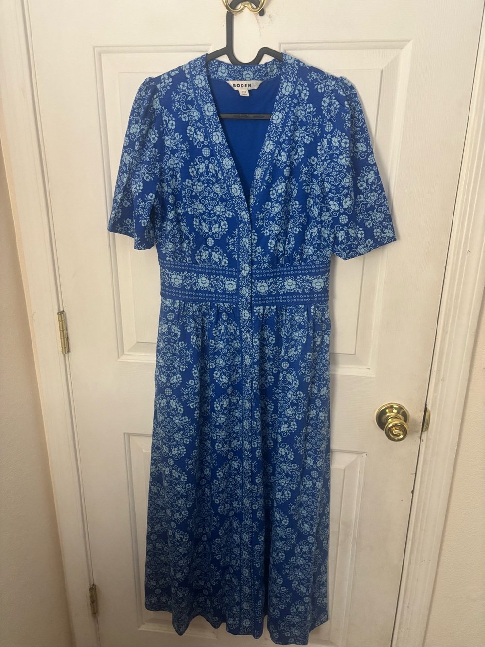 Boden Natalia jersey tea Royal Blue Floral Maxi Dress